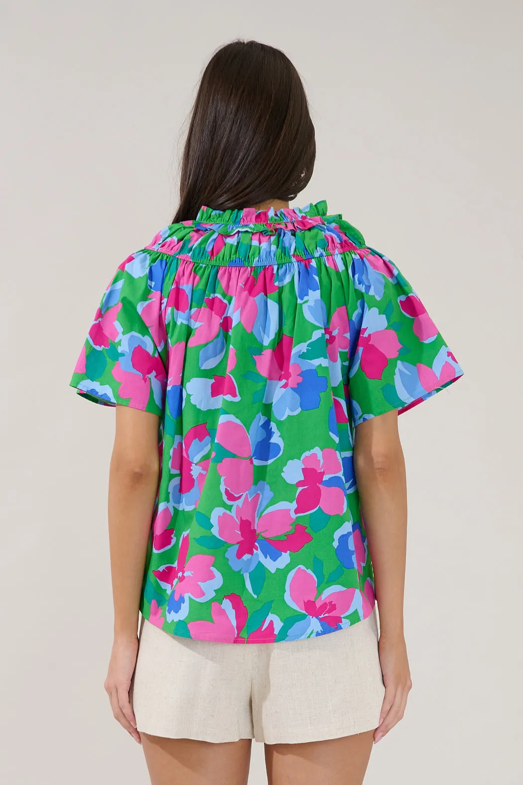 Darthy Smocked Short Sleeve Top Floral sold by Sugarlips product image thumbnail 2
