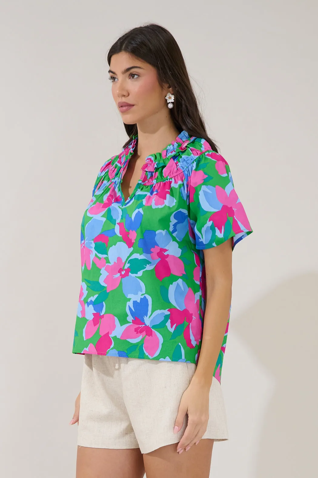 Darthy Smocked Short Sleeve Top Floral sold by Sugarlips product image thumbnail 3