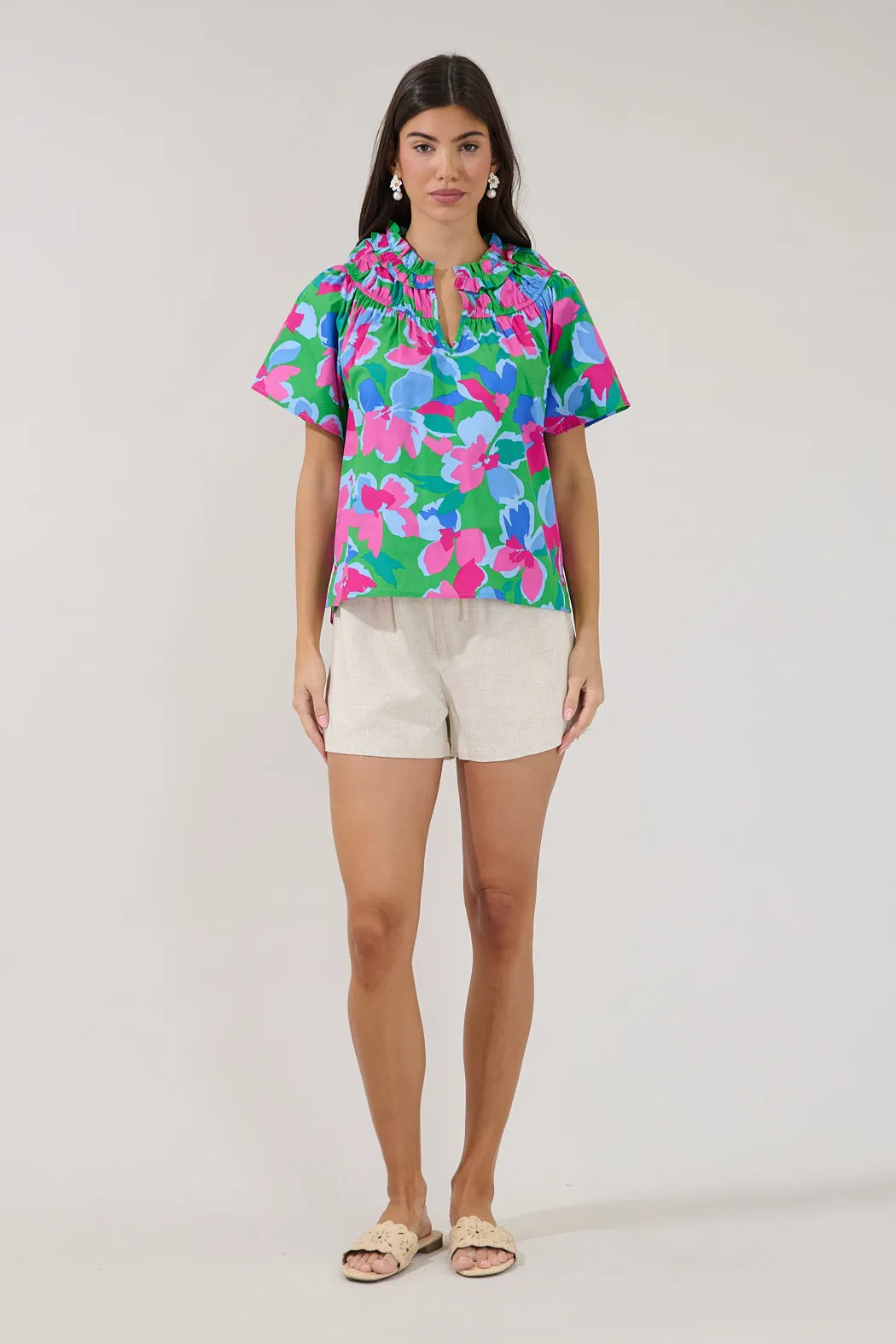 Darthy Smocked Short Sleeve Top Floral sold by Sugarlips product image thumbnail 4