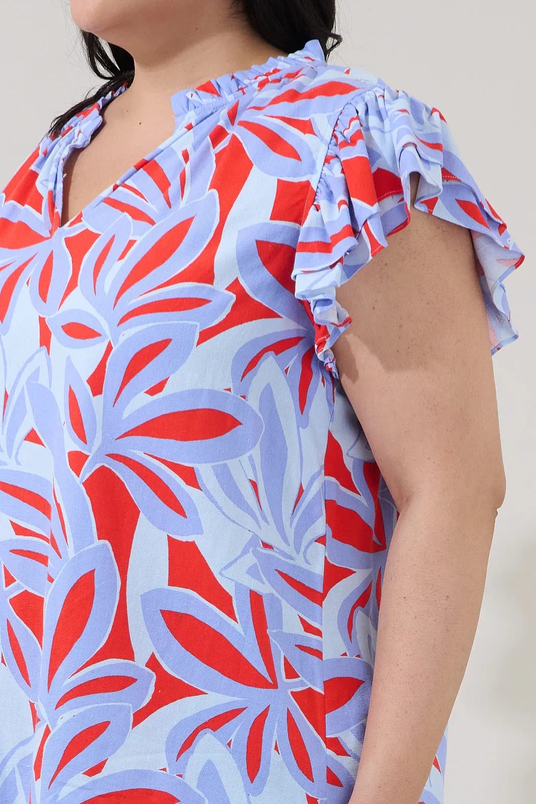 Risette Ruffle Split Neck Top Areca Curve sold by Sugarlips product image thumbnail 5