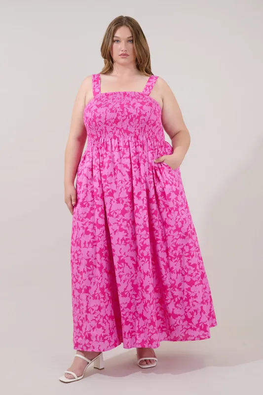 Lenna Smocked Maxi Dress Petunia Curve made by Sugarlips