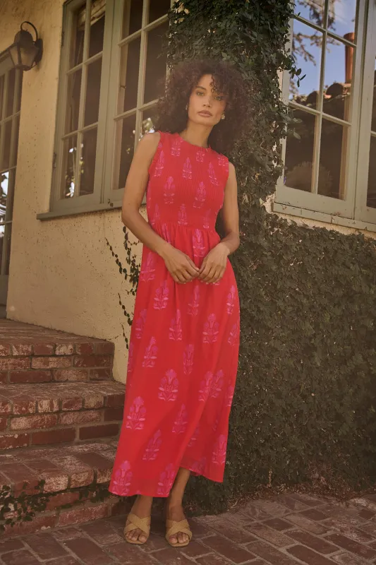 Cecil Smocked Sleeveless Midi Dress Artisan made by Sugarlips