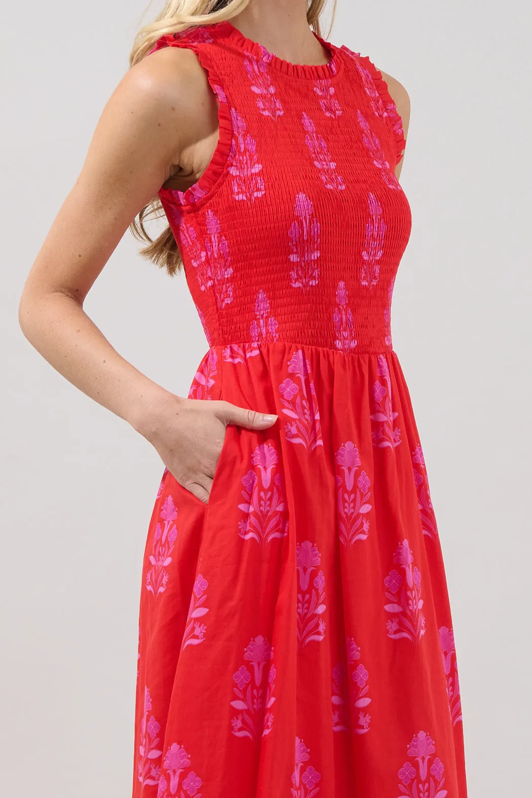 Cecil Smocked Sleeveless Midi Dress Artisan sold by Sugarlips product image thumbnail 5