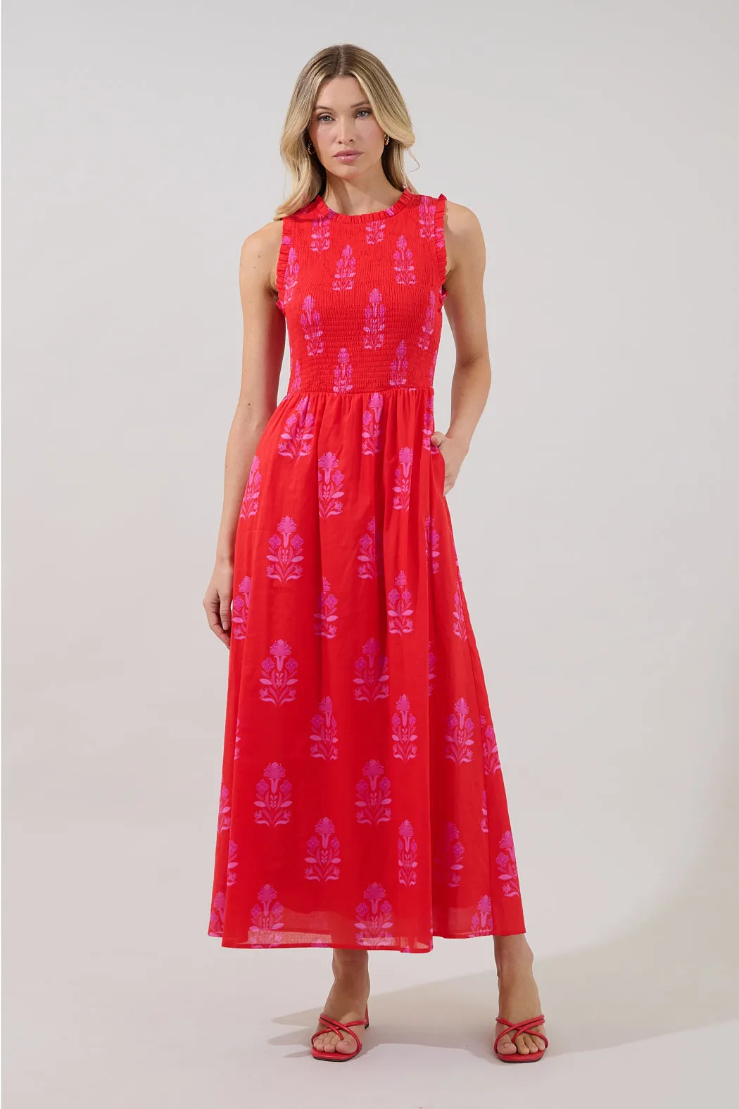 Cecil Smocked Sleeveless Midi Dress Artisan sold by Sugarlips product image thumbnail 2