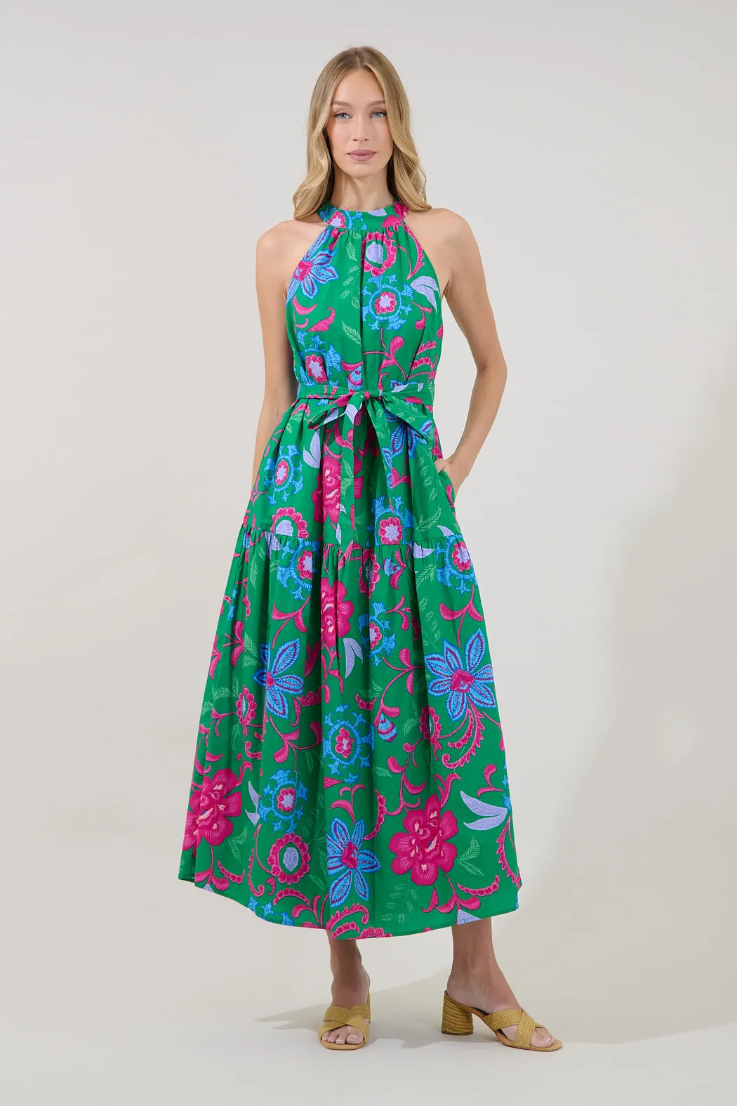 Socoro Sleeveless Halter Midi Dress Cabina Floral sold by Sugarlips product image thumbnail 2
