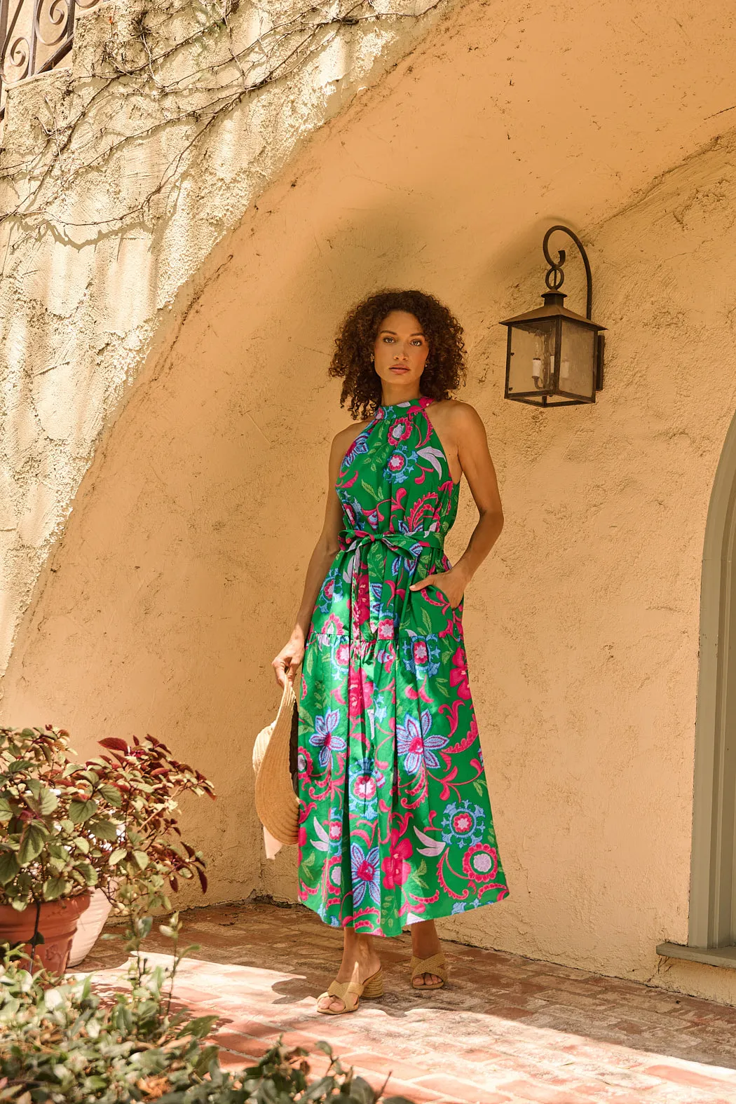 Socoro Sleeveless Halter Midi Dress Cabina Floral sold by Sugarlips