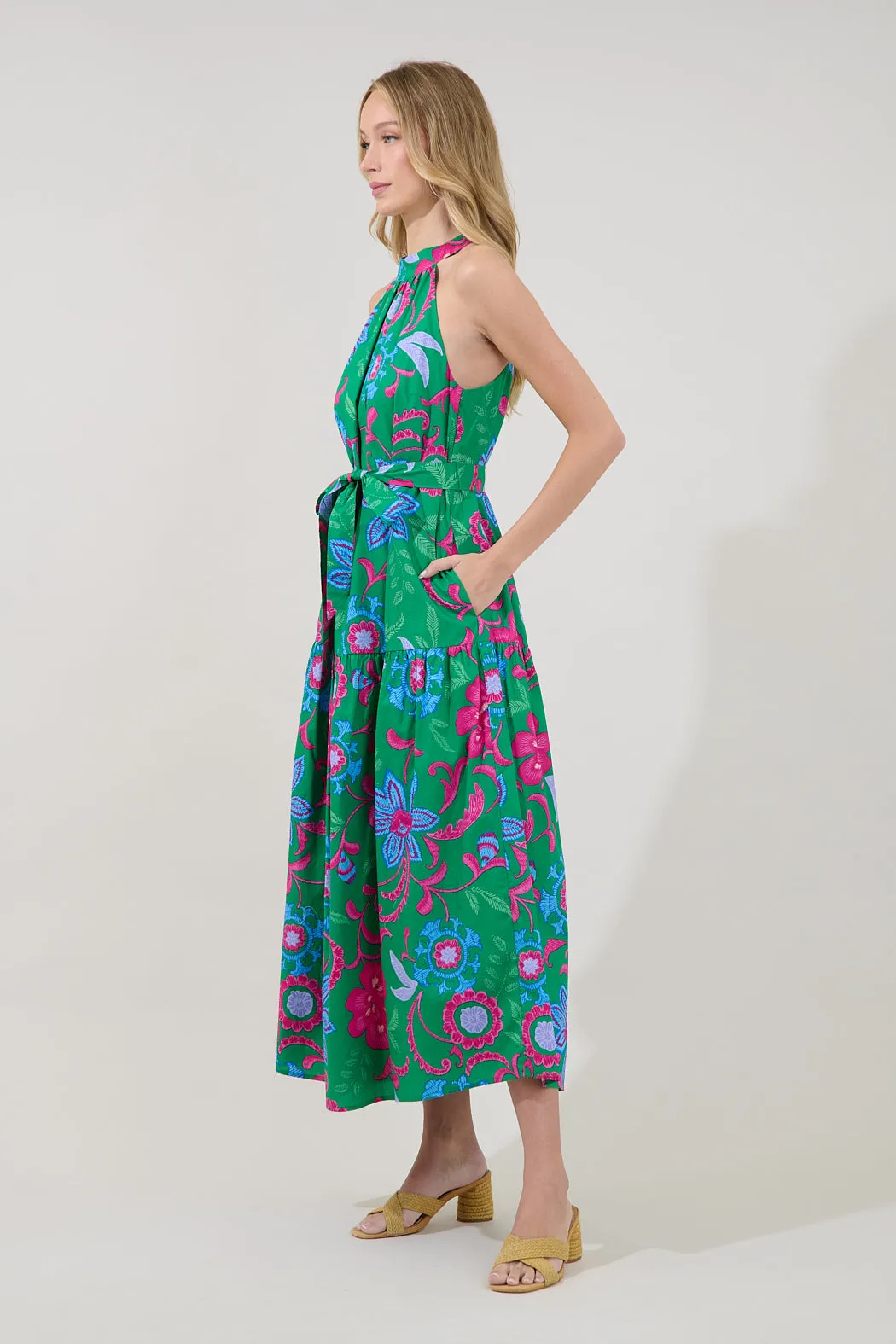 Socoro Sleeveless Halter Midi Dress Cabina Floral sold by Sugarlips product image thumbnail 4