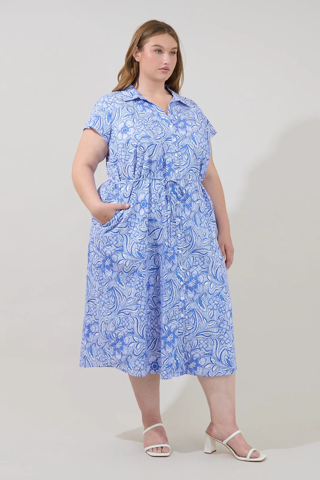 Jana Button Down Midi Dress Floral Curve sold by Sugarlips product image thumbnail 3