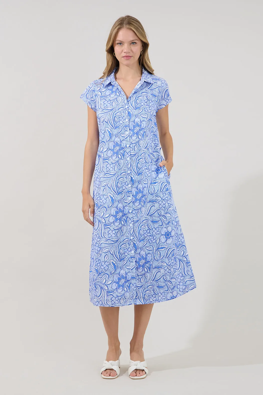 Jana Button Down Midi Dress Floral sold by Sugarlips product image thumbnail 5