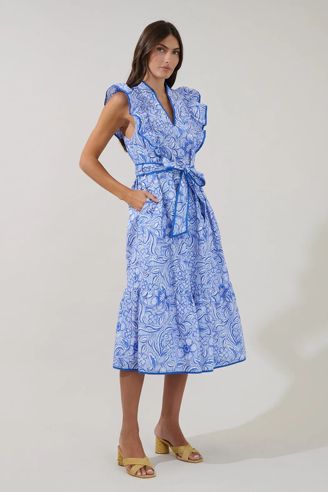 Kiana Ruffle Midi Dress Floral sold by Sugarlips product image thumbnail 4