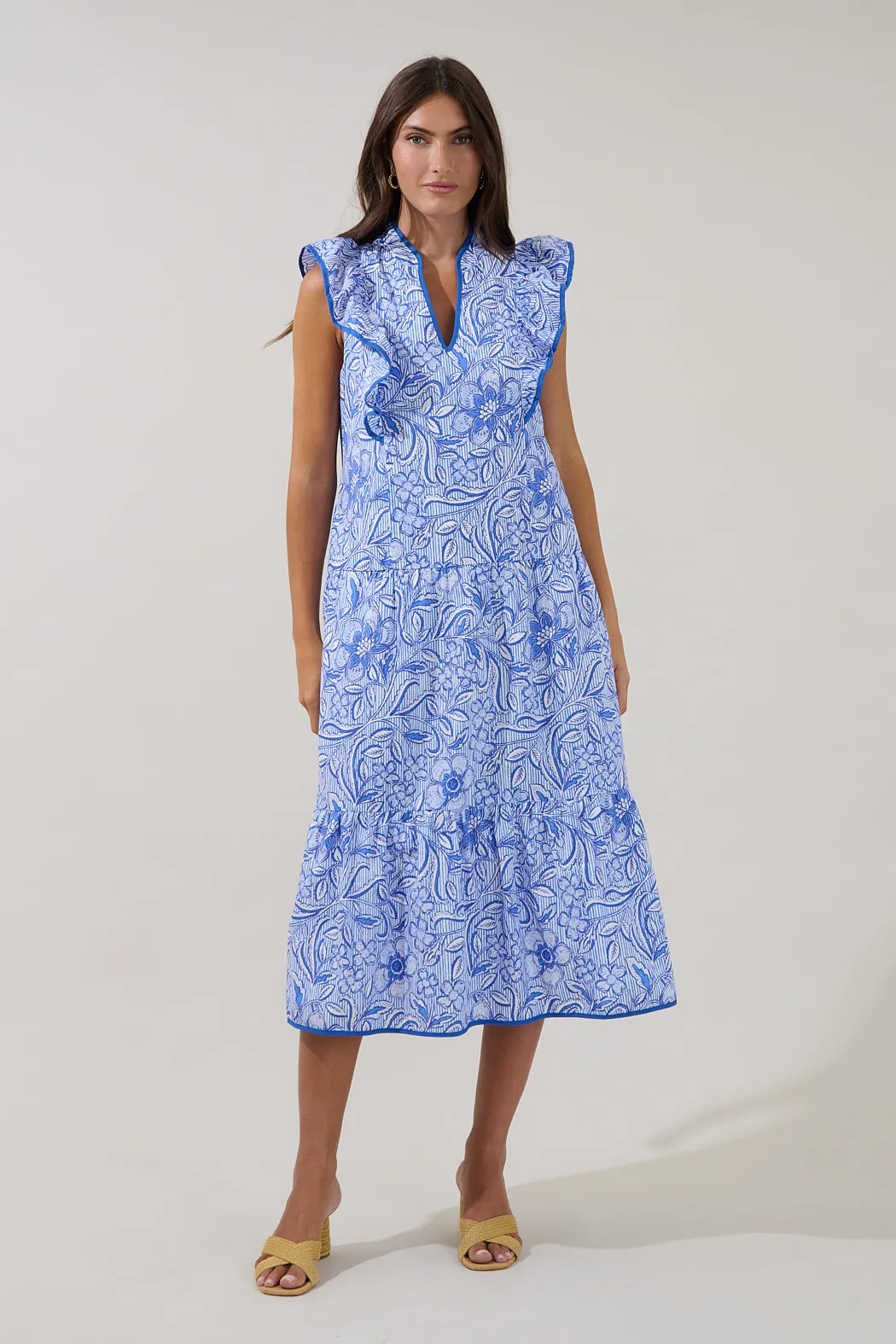 Kiana Ruffle Midi Dress Floral sold by Sugarlips product image thumbnail 5