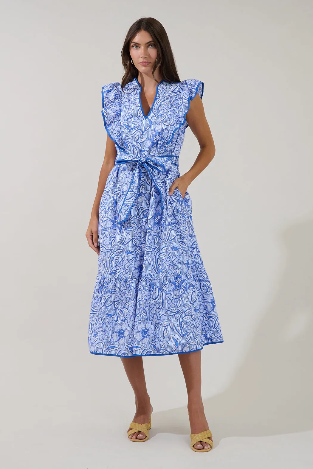 Kiana Ruffle Midi Dress Floral sold by Sugarlips product image thumbnail 2