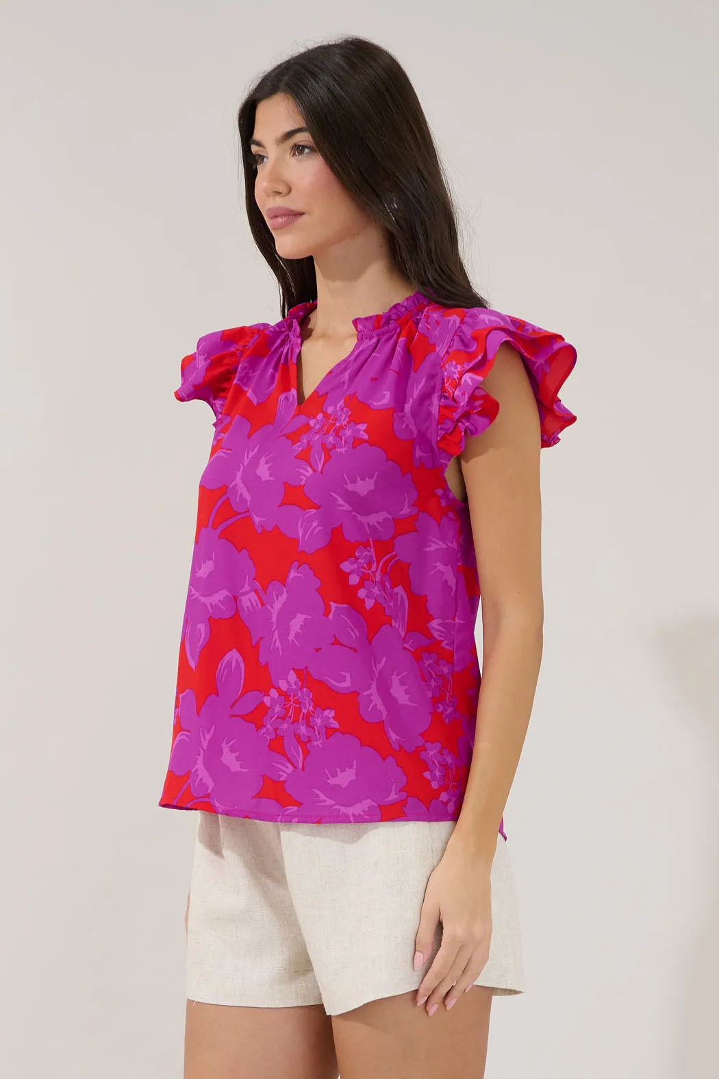 Bellissima Ruffle Sleeve Top Sandrie Floral sold by Sugarlips product image thumbnail 3