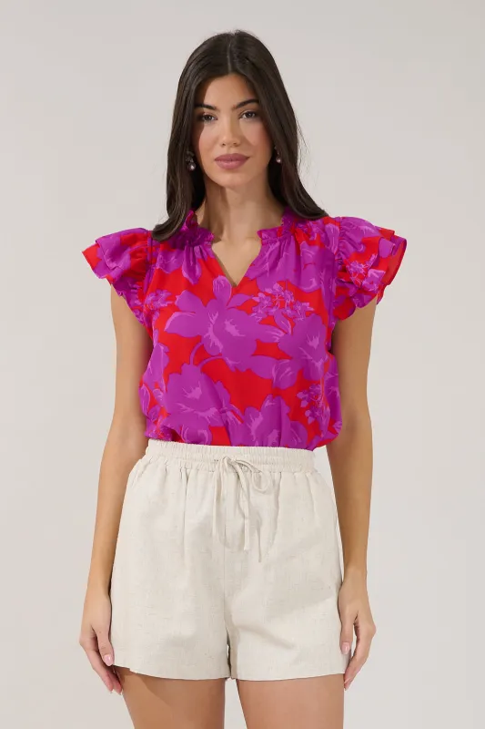 Bellissima Ruffle Sleeve Top Sandrie Floral made by Sugarlips