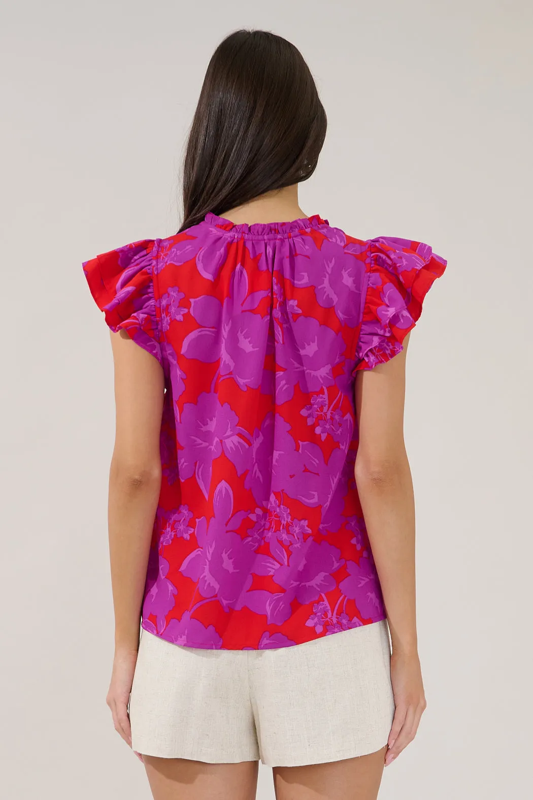 Bellissima Ruffle Sleeve Top Sandrie Floral sold by Sugarlips product image thumbnail 2