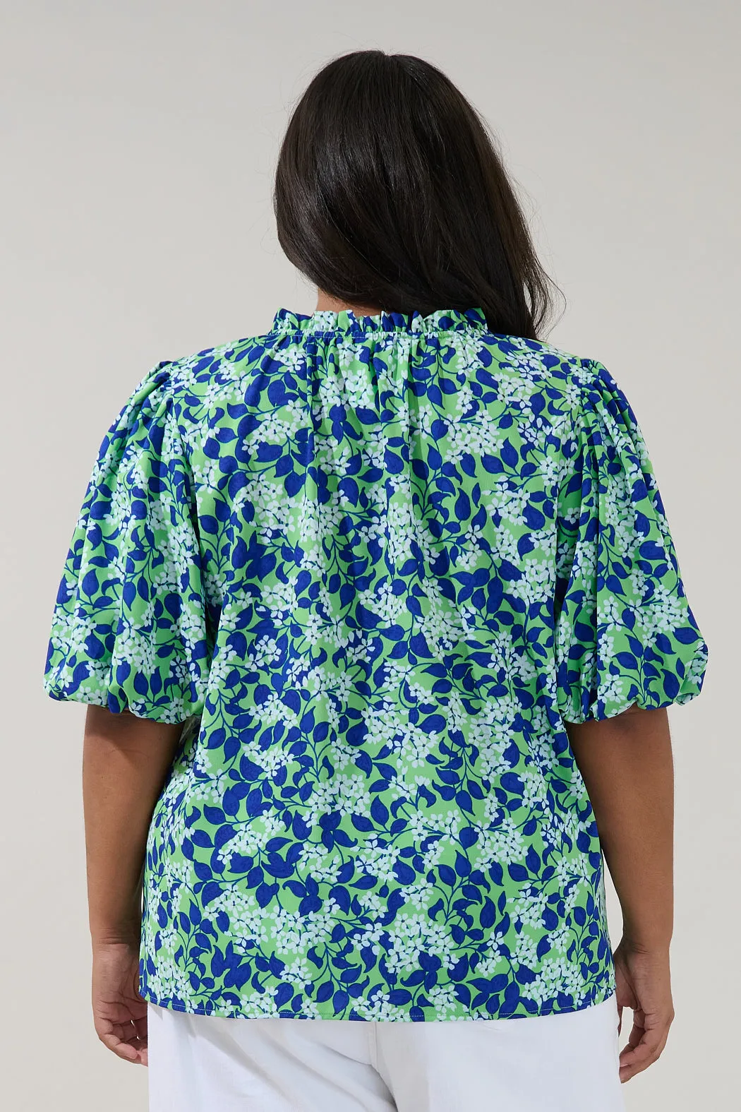 Kelley Bubble Sleeve Blouse Floral Curve sold by Sugarlips product image thumbnail 2