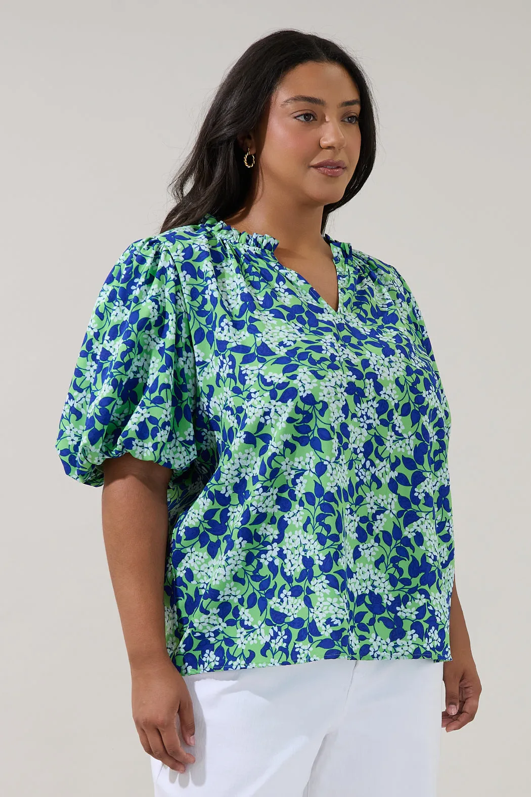Kelley Bubble Sleeve Blouse Floral Curve sold by Sugarlips product image thumbnail 3