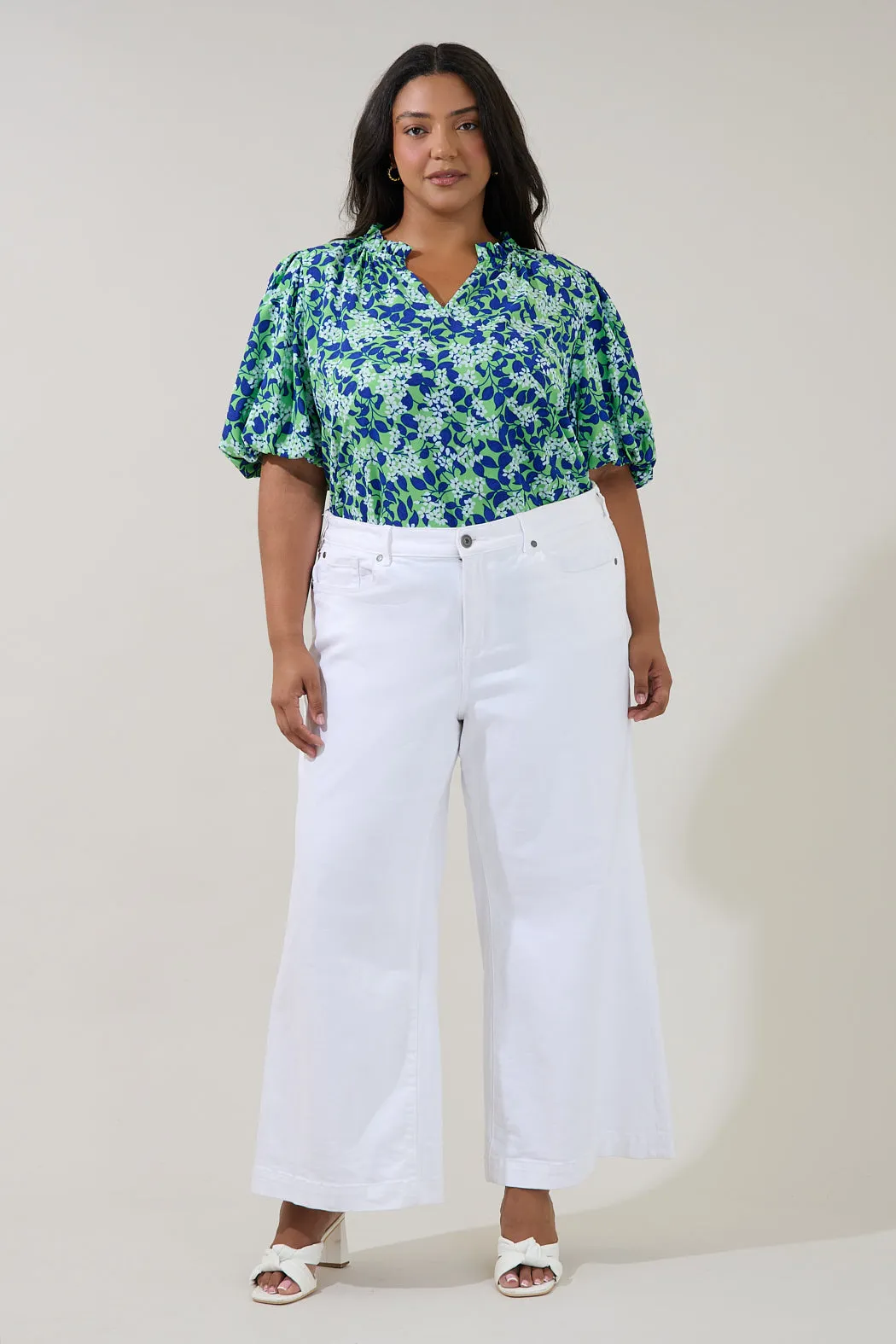 Kelley Bubble Sleeve Blouse Floral Curve sold by Sugarlips product image thumbnail 4