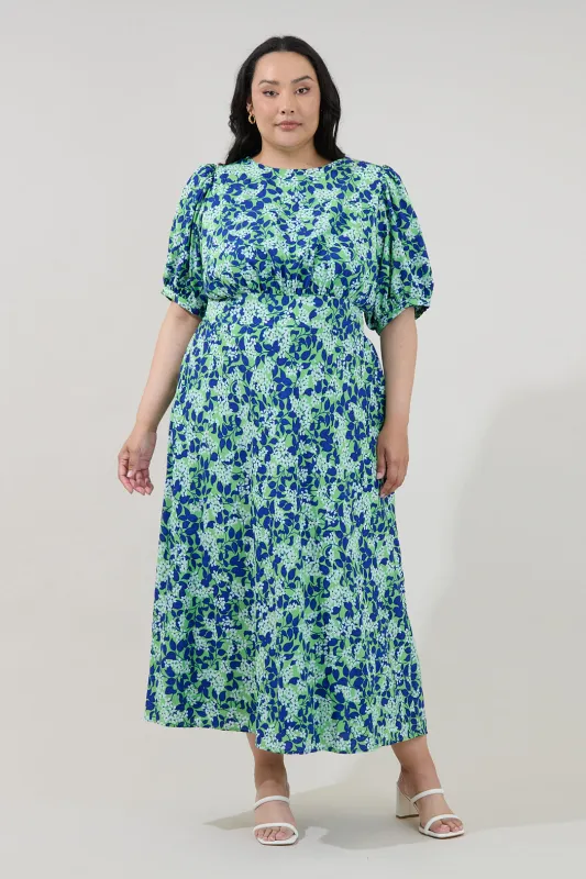 Iriela Smocked Maxi Dress Floral Curve made by Sugarlips