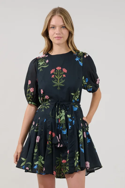 Deliah Godet Mini Dress Denory Floral made by Sugarlips