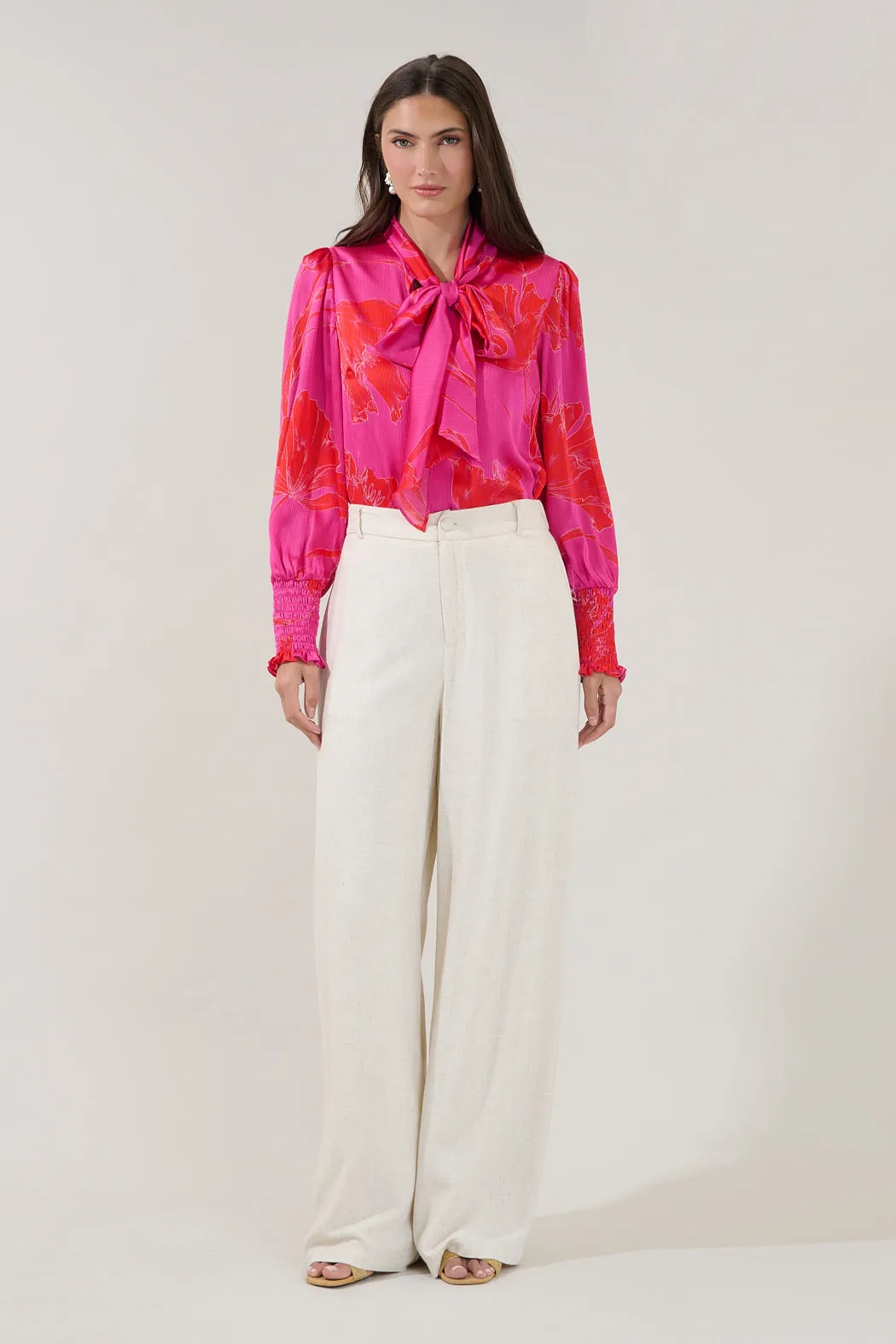 Etienne Tie Neck Long Sleeve Blouse Gleny Floral sold by Sugarlips product image thumbnail 4