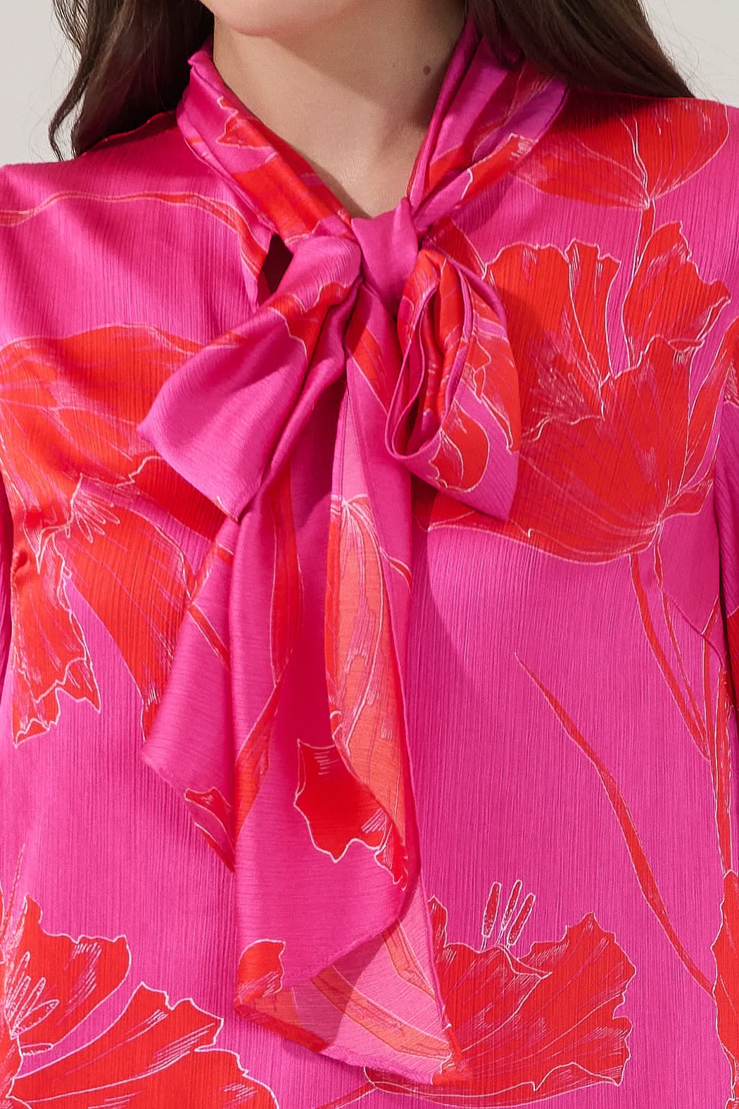 Etienne Tie Neck Long Sleeve Blouse Gleny Floral sold by Sugarlips product image thumbnail 5