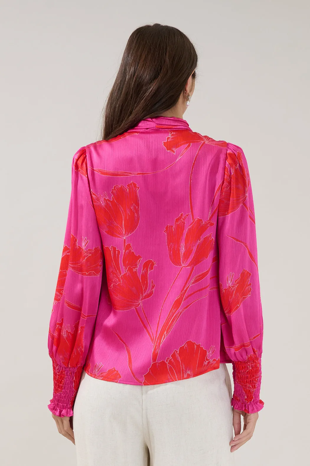 Etienne Tie Neck Long Sleeve Blouse Gleny Floral sold by Sugarlips product image thumbnail 2