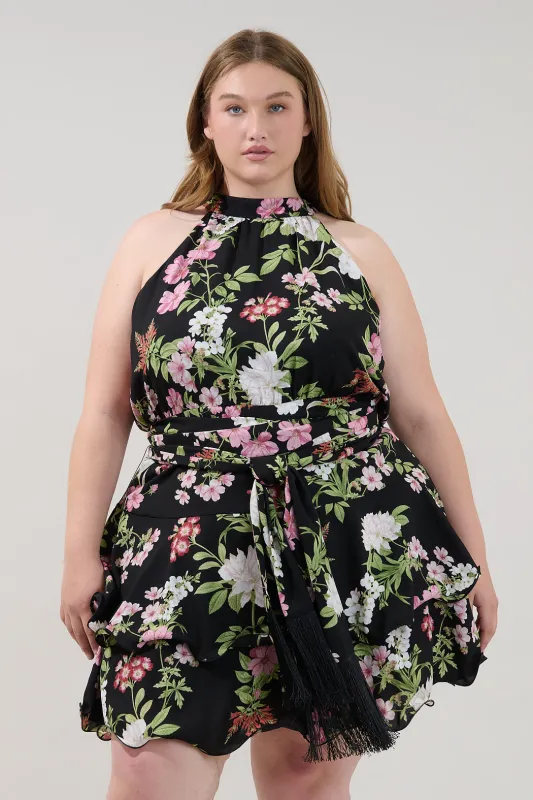 Mariena Ruffle Mini Dress Hollyhock Curve made by Sugarlips