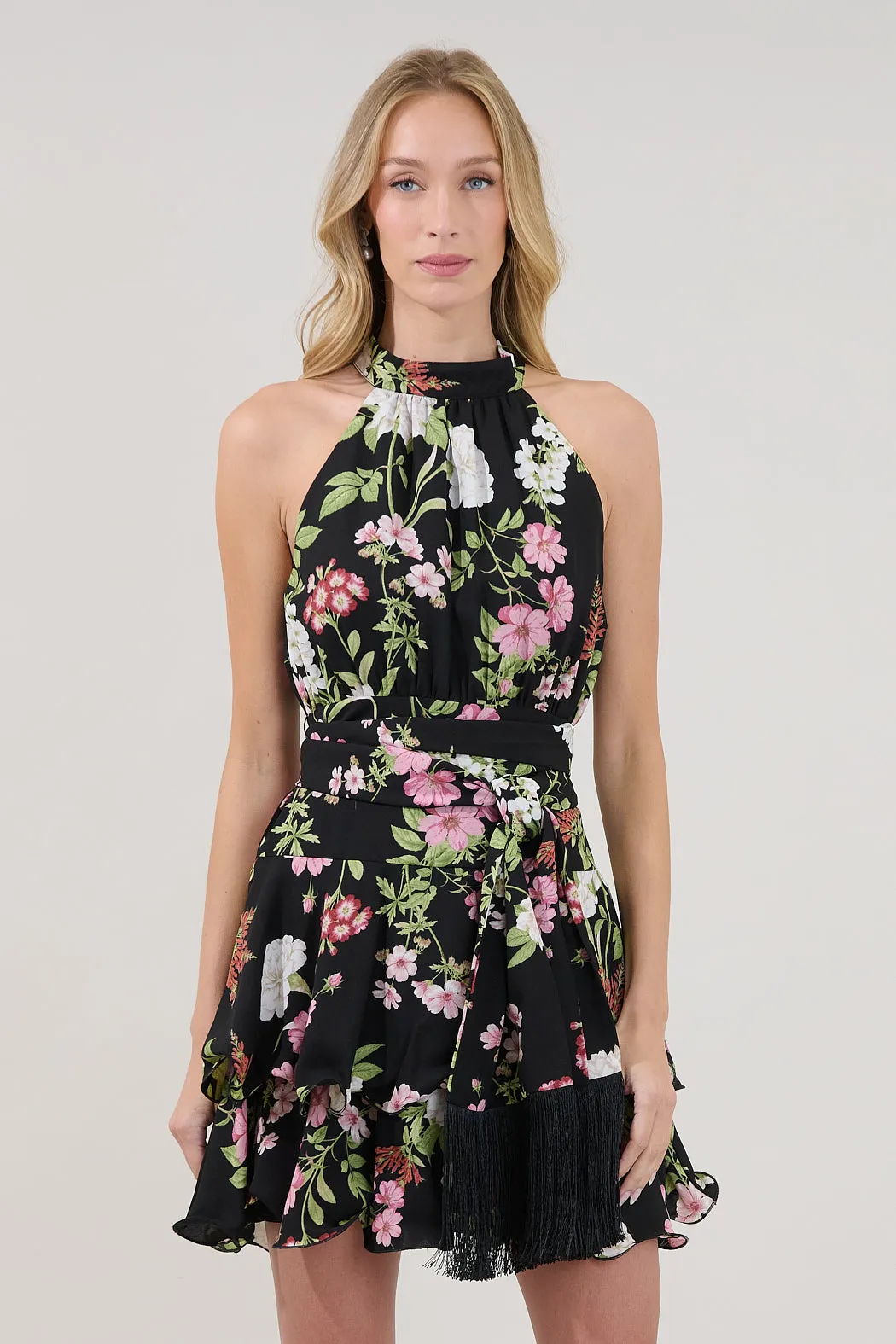 Mariena Ruffle Mini Dress Hollyhock sold by Sugarlips