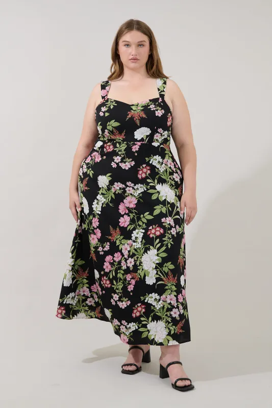 Paisly Smocked Maxi Dress Hollyhock Curve made by Sugarlips