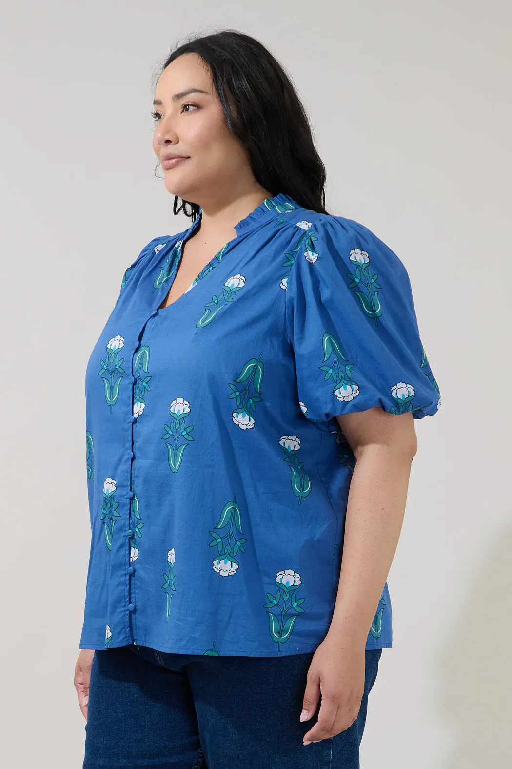 Idara Button Down Top Amena Floral Curve sold by Sugarlips product image thumbnail 3
