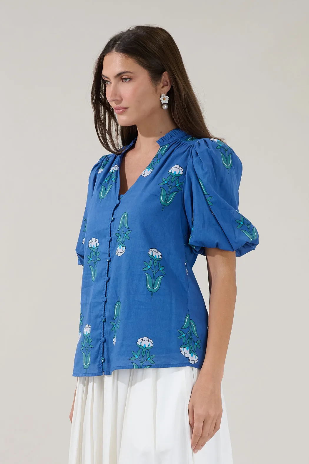 Idara Button Down Top Amena Floral sold by Sugarlips product image thumbnail 3
