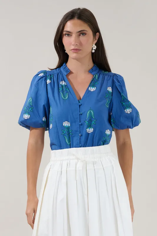 Idara Button Down Top Amena Floral made by Sugarlips