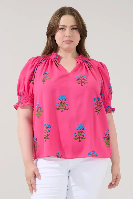 Jermy Short Sleeve Top Genora Floral Curve made by Sugarlips