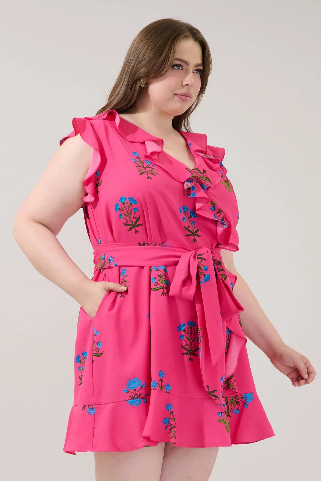 Radiant Ruffle Wrap Dress Genora Floral Curve sold by Sugarlips product image thumbnail 3