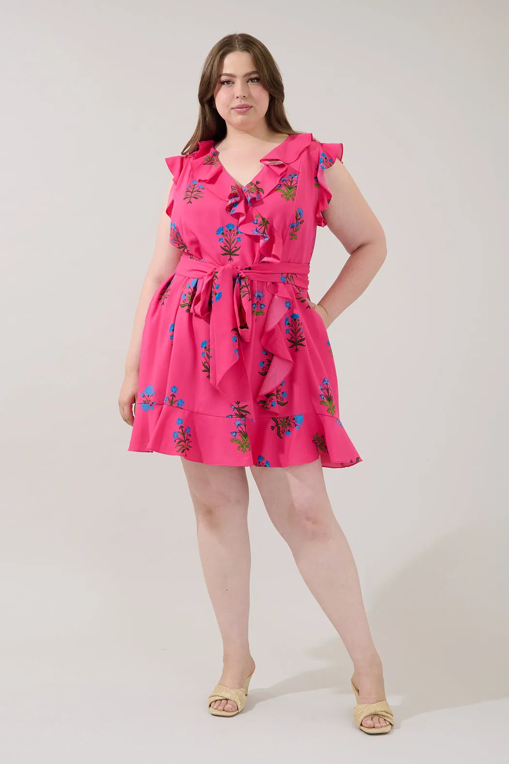 Radiant Ruffle Wrap Dress Genora Floral Curve sold by Sugarlips product image thumbnail 4