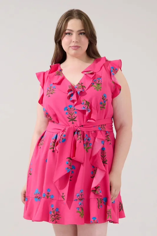 Radiant Ruffle Wrap Dress Genora Floral Curve made by Sugarlips