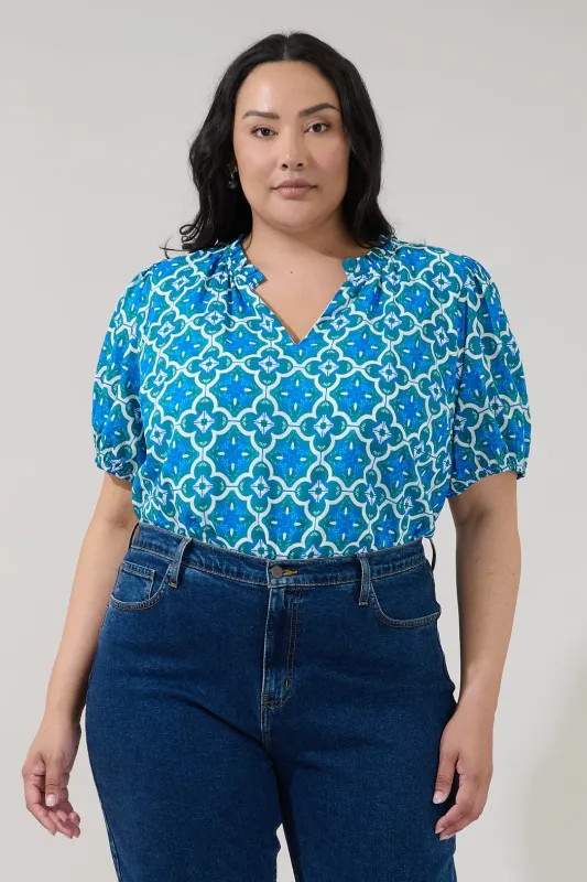 Leonor Short Sleeve Top Tile Curve made by Sugarlips