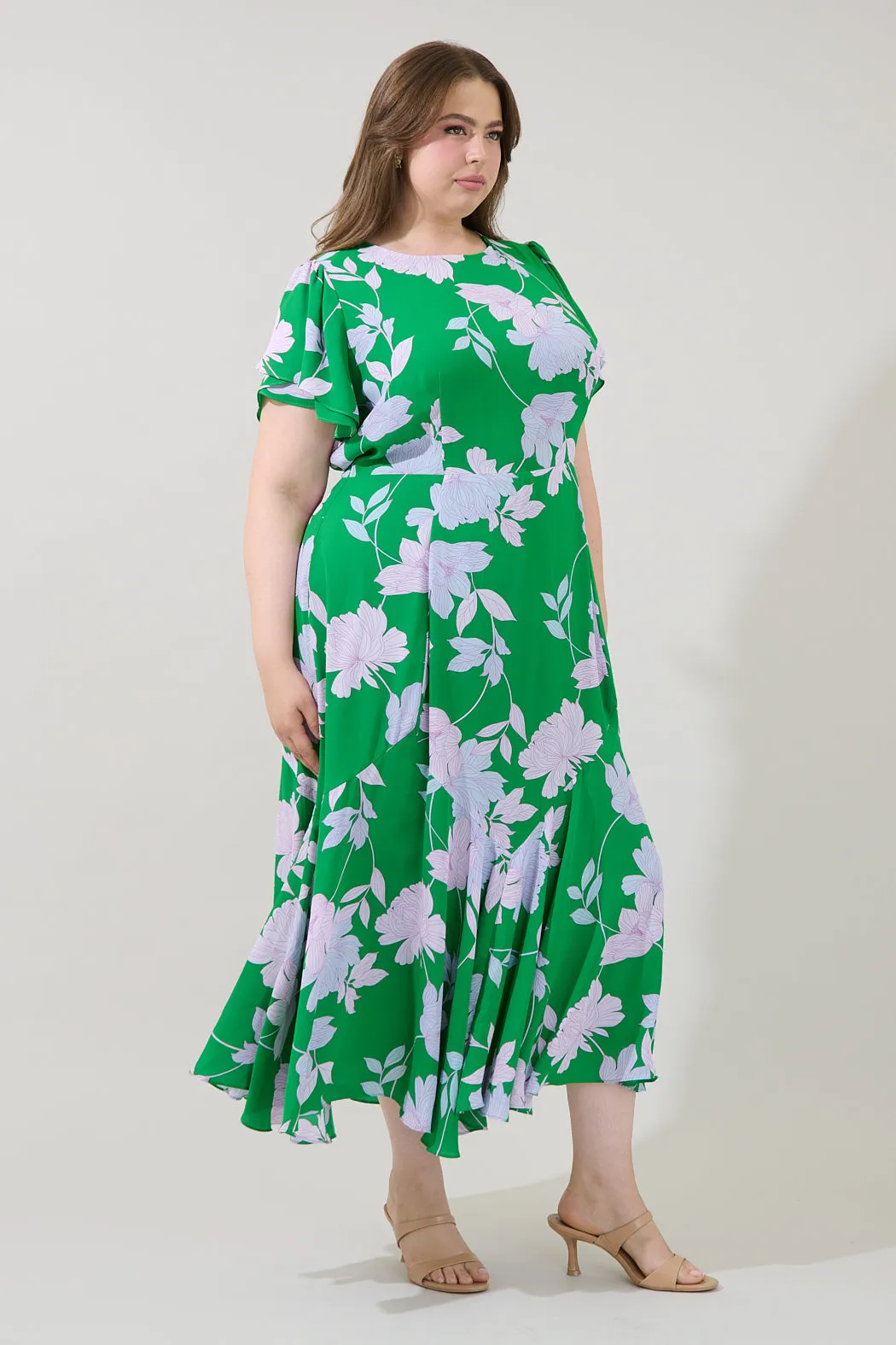 Judtih Flare Midi Dress Merla Floral Curve sold by Sugarlips product image thumbnail 3
