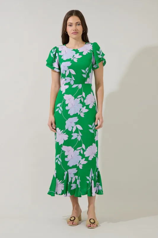 Judtih Flare Midi Dress Merla Floral made by Sugarlips