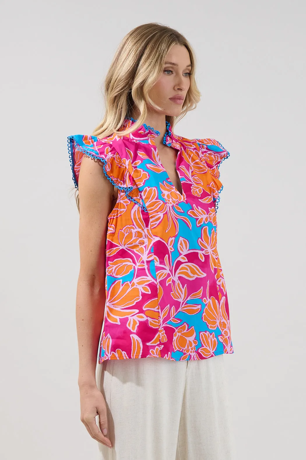 Rayen Ruffle Top Dalsia Floral sold by Sugarlips product image thumbnail 3