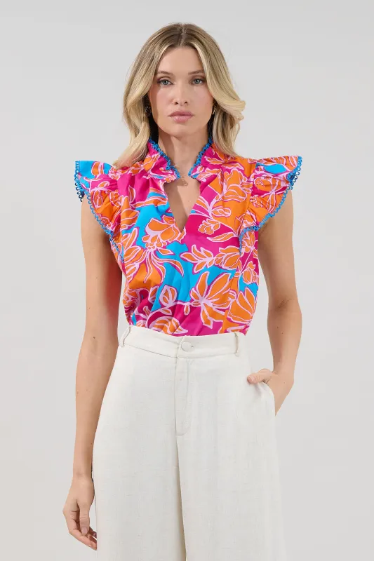 Rayen Ruffle Top Dalsia Floral made by Sugarlips