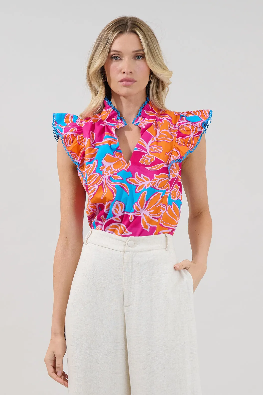Rayen Ruffle Top Dalsia Floral sold by Sugarlips