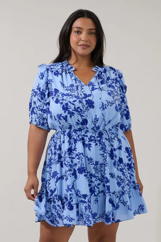 Karisa Ruffle Mini Dress Floral Curve made by Sugarlips