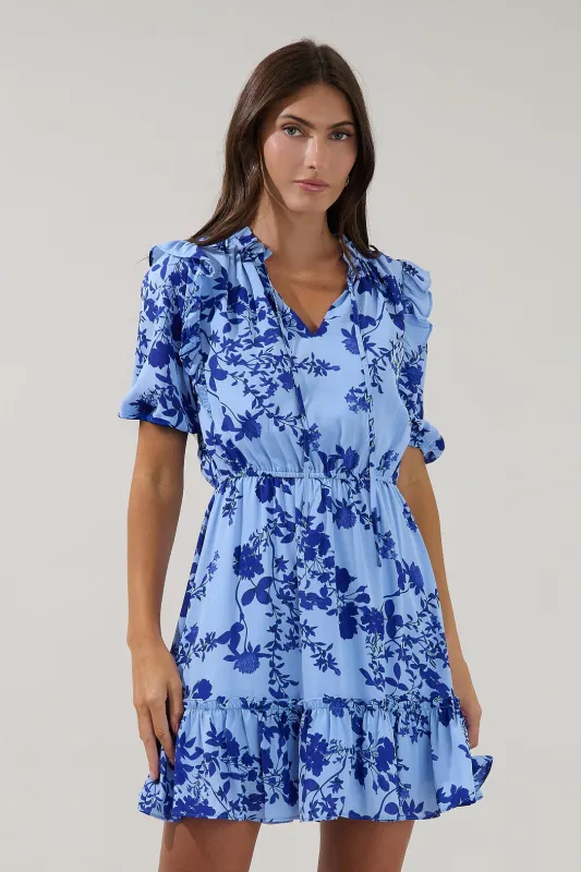 Karisa Ruffle Mini Dress Floral made by Sugarlips