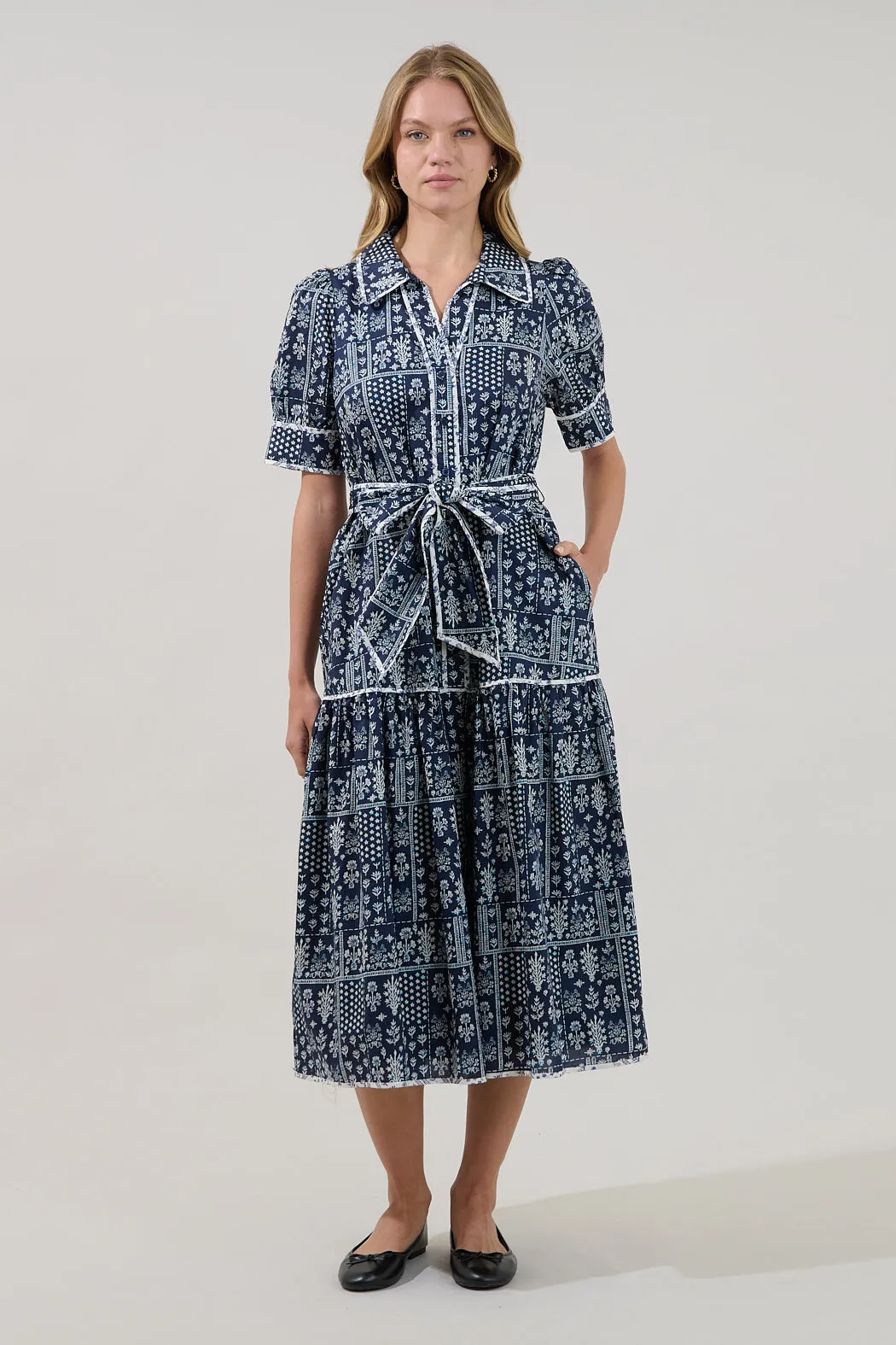 Yulissa Tiered Midi Dress Floral sold by Sugarlips