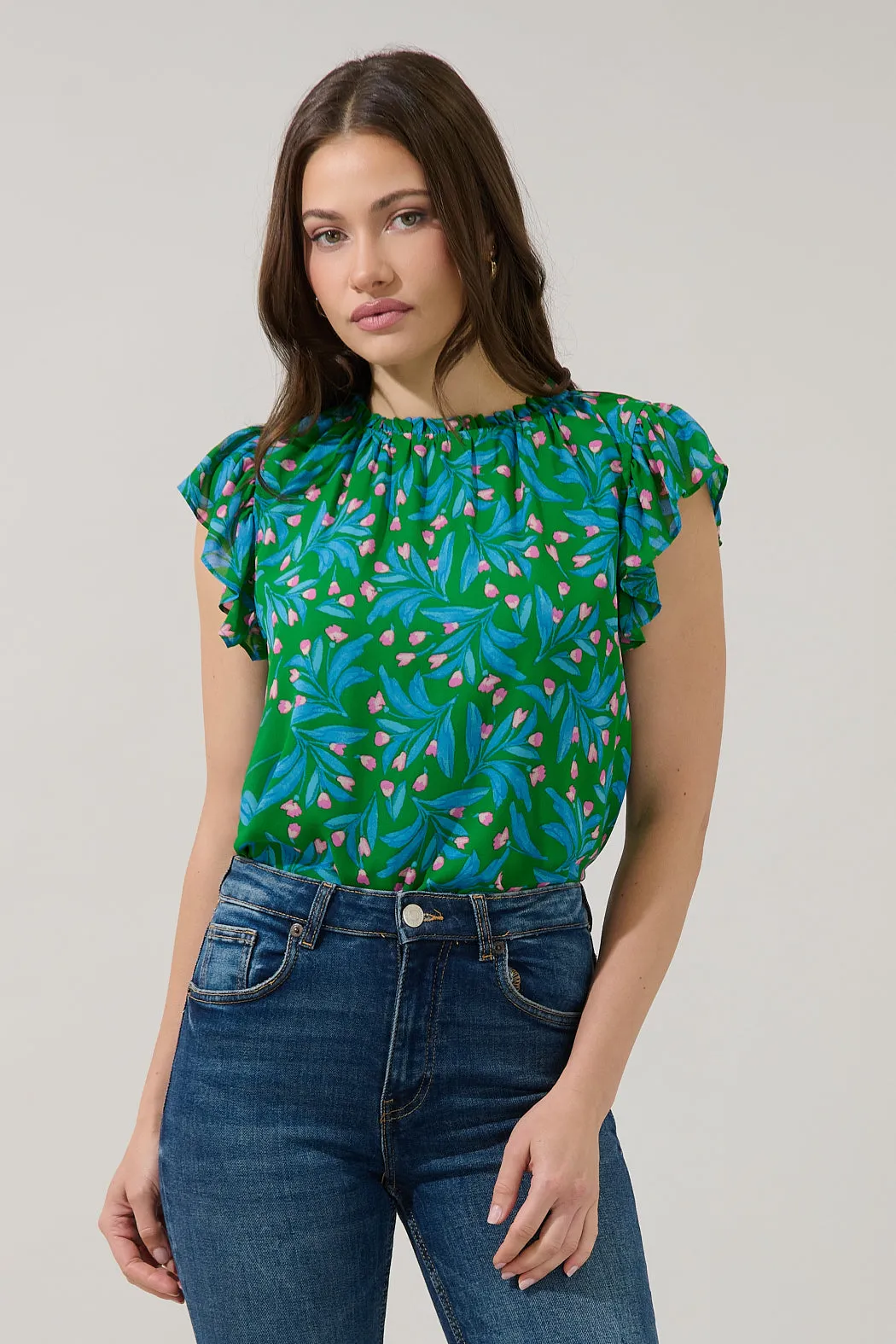 Veda Cap Sleeve Top Divina Floral sold by Sugarlips
