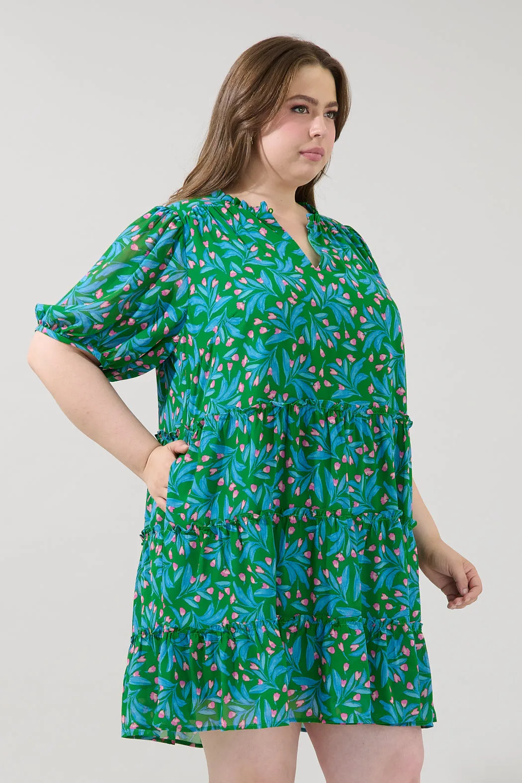 Edela Tiered Mini Dress Divina Floral Curve sold by Sugarlips product image thumbnail 3
