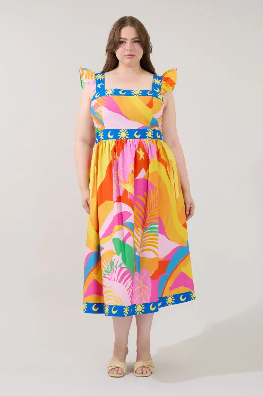 Citra Smocked Midi Dress Tropical Curve made by Sugarlips