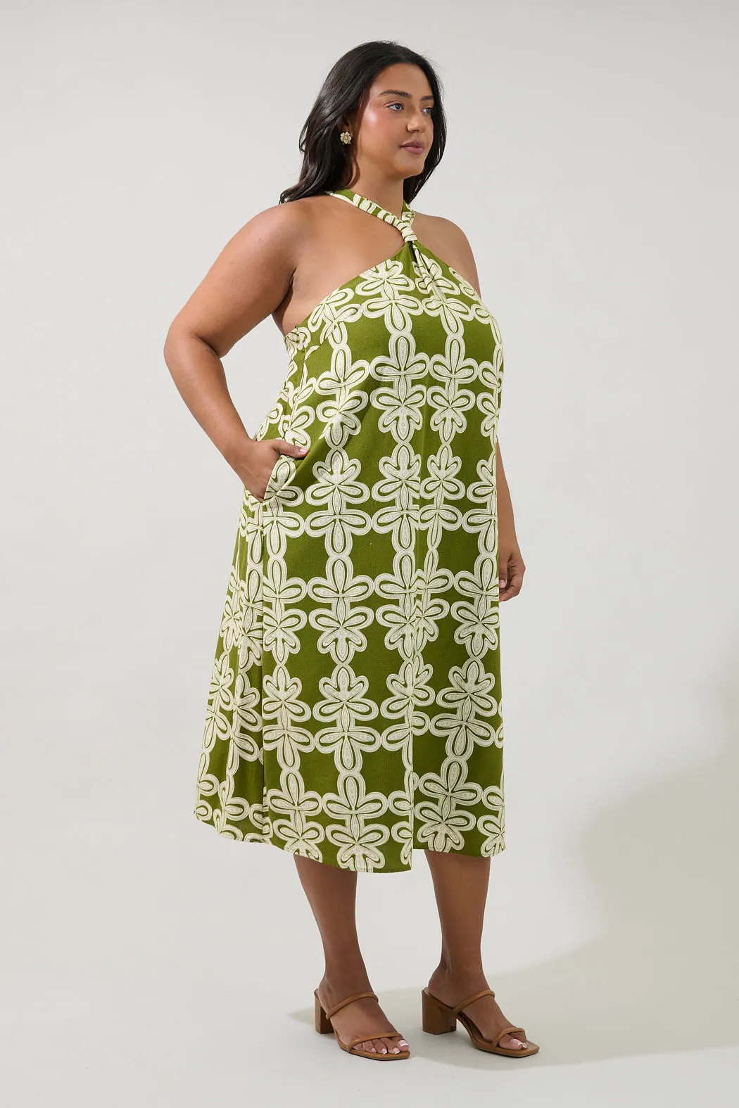 Amory Halter Neck Midi Dress Abstract Curve sold by Sugarlips product image thumbnail 3